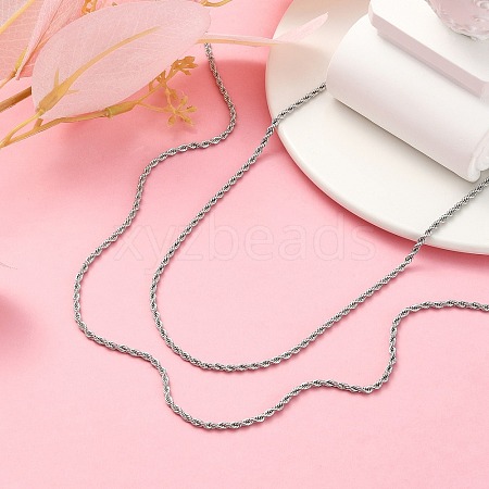 Tarnish Resistant 304 Stainless Steel Necklaces Unisex Rope Chain Necklaces NJEW-507L-10-1