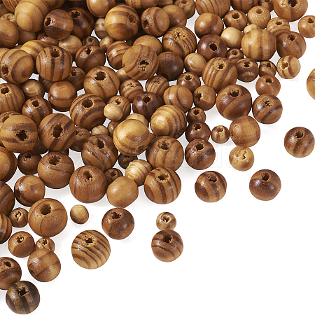 200Pcs 4 Styles Natural Unfinished Wood Beads WOOD-YS0001-04-1