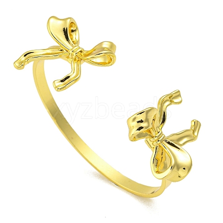 Rack Plating Bowknot Brass Cuff Bangles for Women BJEW-B106-25A-G-1