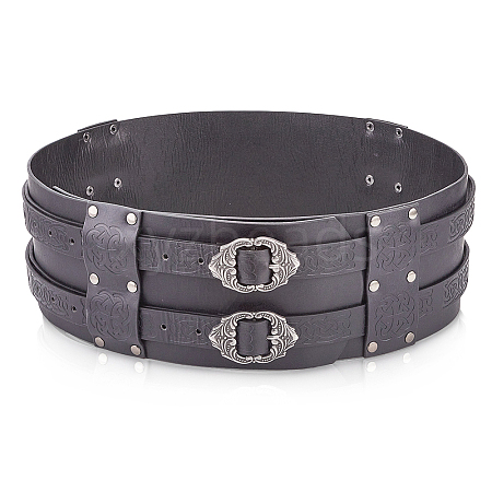 PU Leather Trinity Knot Wide Waist Belt with Alloy Buckles AJEW-WH20009-12AS-1