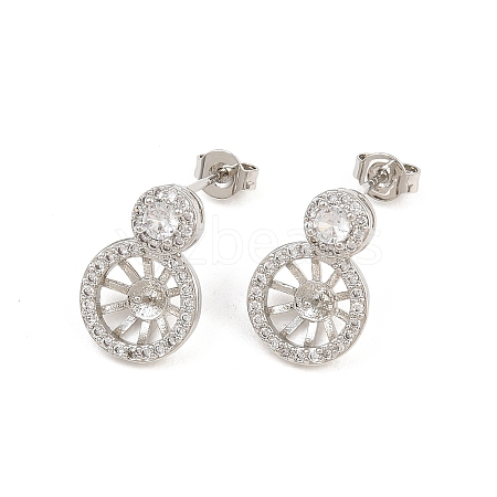 Brass Micro Pave Cubic Zirconia Stud Earring Findings CU-CBAA5EE-02P-1