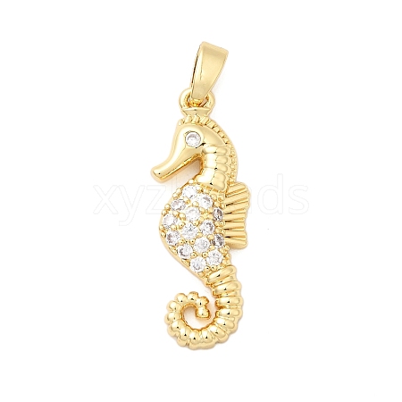 Brass Micro Pave Clear Cubic Zirconia Pendants KK-G542-02G-01-1