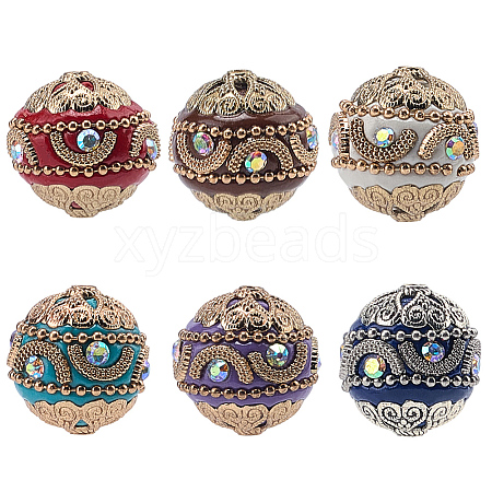 6Pcs 6 Colors Handmade Indonesia Beads IPDL-SP0001-02-1