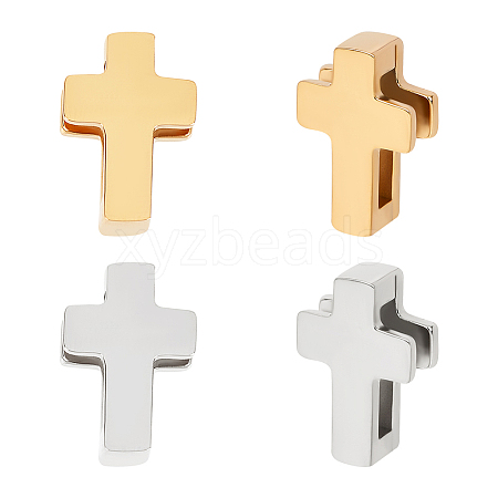 Unicraftale 4Pcs 2 Colors 304 Stainless Steel Slide Charms STAS-UN0043-64-1