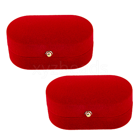 Oval Velvet Couple Ring Box CON-WH0094-10B-1