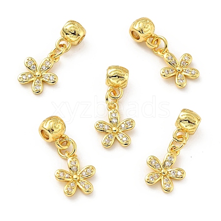 Rack Plating Brass Micro Pave Clear Cubic Zirconia Pendants X-KK-E034-20G-1