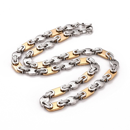 PVD Vacuum Plating 304 Stainless Steel Oval Link Chains Necklace STAS-E160-23GP-1