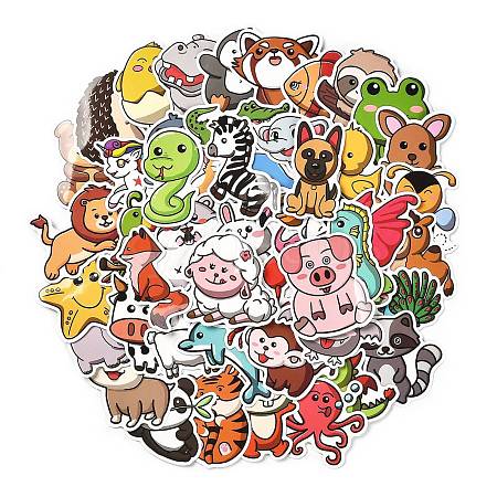 50 Pieces Cartoon Animal Graffiti Waterproof Paper Stickers STIC-R001-10-1