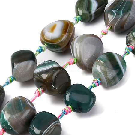 Natural Striped Agate/Banded Agate Beads Strands G-S381-01A-1