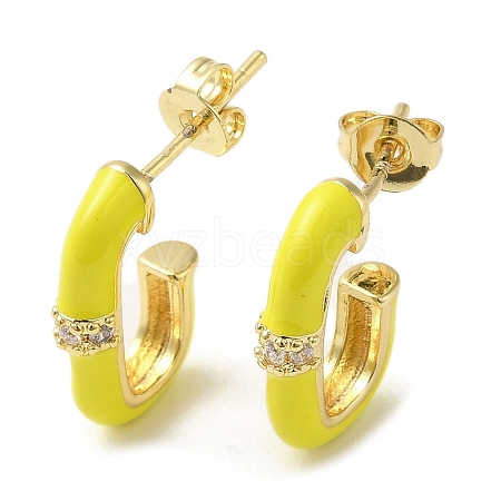 Real 18K Gold Plated Brass Oval Stud Earrings EJEW-L268-020G-02-1