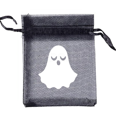 Halloween Organza Ghost Printed Gift Bags with Drawstring PW-WG768D7-01-1