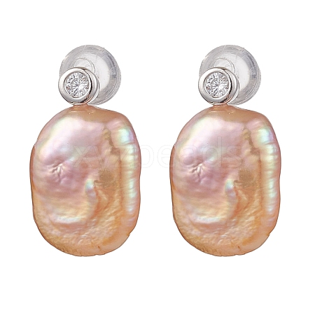 Natural Pearl Ear Studs EJEW-P286-27P-1