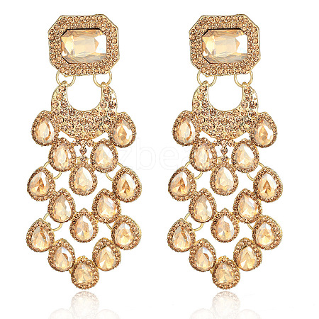Teardrop with Rectangle Alloy Rhinestone Chandelier Earrings FS-WGBF96F-02-1