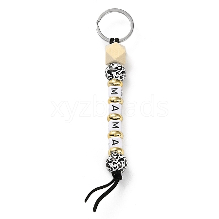 Wood and Plastic Beads Keychain Decorationes KEYC-B016-02-1