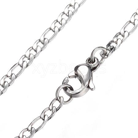 Tarnish Resistant 304 Stainless Steel Figaro Chain Necklaces STAS-F034-06P-1