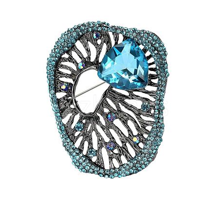 Alloy Rhinestone Oval Brooch for Women PW-WGA0CEE-02-1