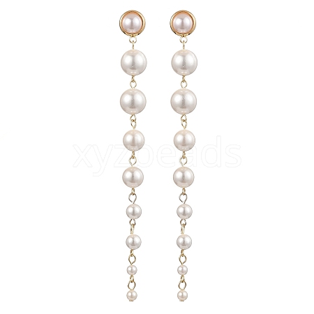 Shell Pearl Tassel Stud Earrings for Women EJEW-JE06195-01-1