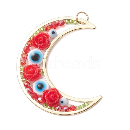 Brass Resin Pendants PALLOY-MZ01073-03-1