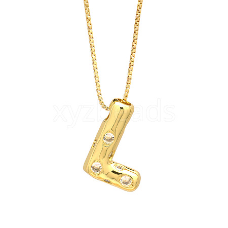 Brass Micro Pave Clear Cubic Zirconia Initial Pendant Necklaces FS-WGF17D9-17-1