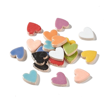 Heart Mosaic Tiles Porcelain Cabochons X-DIY-P045-10-1