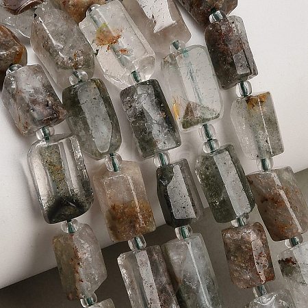 Natural Green Lodolite Quartz/Garden Quartz/Green Phantom Quartz Beads Strands GG-CBAC61B-D02-01-1