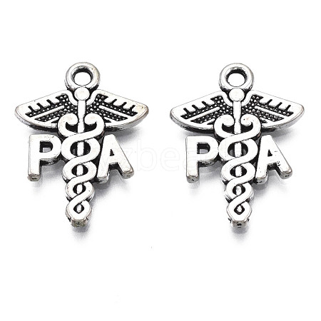 Tibetan Style Alloy PA Caduceus Medical Symbol Pendants TIBEP-N008-135-1