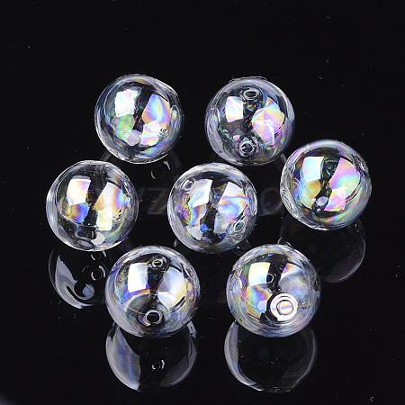 Handmade Blown Glass Globe Beads X-DH017J-1-25mm-AB-1