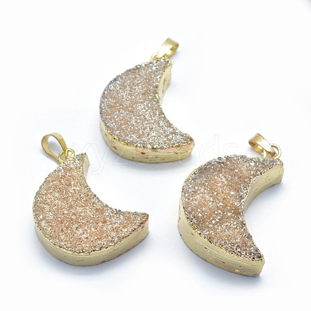 Natural Quartz Pendants G-P383-08G-03-1