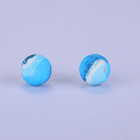 Printed Round Silicone Focal Beads SI-JX0056A-24-1