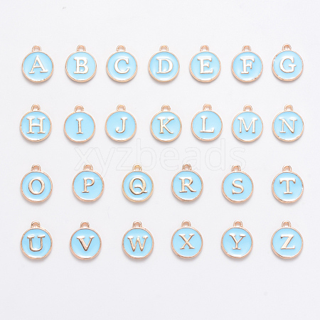 Initial Letter A~Z Alphabet Enamel Charms ENAM-X0018-02-1