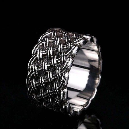 Knitted Textured 304 Stainless Steel Finger Rings FS-WG9203F-05-1