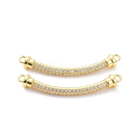 Brass Micro Pave Clear Cubic Zirconia Normal Link Connectors ZIRC-K086-31G-1