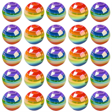40Pcs Pride UV Plating Rainbow Iridescent Acrylic European Beads MACR-SC0002-66-1