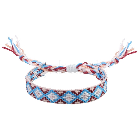 Rhombus Polyester Braided Cord Bracelet PW-WG31997-11-1