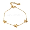 304 Stainless Steel Flower Link Chain Bracelets for Women BJEW-K237-11G-1