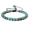 Synthetic Malachite Round Bead Adjustable Braided Bracelets UO3136-9-1