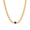 Golden Stainless Steel Oval Pendant Necklace Curb Chains SU2397-1-1