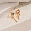 Elegant Tulip Brass Pave Clear Cubic Zirconia Stud Earrings RX3904-5