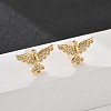 Eagle Brass Micro Pave Clear Cubic Zirconia Stud Earrings EJEW-B131-06G-1