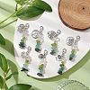 Natural Peridot & Quartz Crystal Chips Pendant Decoration HJEW-JM02100-04-2