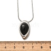 Natural Black Onyx(Dyed & Heated) Teardrop Pendant Necklaces NJEW-C065-01P-5