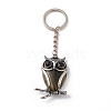 Owl Natural & Synthetic Gemstone Pendant Keychain KEYC-G056-01AS-3