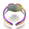 304 Stainless Steel Heart Cuff Rings RJEW-N038-118M-4