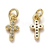 Brass Micro Pave Cubic Zirconia Tiny Cross Charms ZIRC-H119-04-3