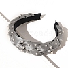 Plastic Imitation Pearl Cross Knotted Turban Hair Hoop PW-WGCC3DE-06-1