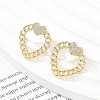 Rack Plating Brass Micro Pave Clear Cubic Zirconia Stud Earrings for Women EJEW-C125-18G-3