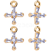 10Pcs Brass Clear Cubic Zirconia Tiny Cross Charms KK-BBC0015-92-1