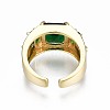 Green Cubic Zirconia Rectangle Chunky Open Cuff Ring for Women X-RJEW-N035-095-2