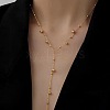 304 Stainless Steel Ball Chain Long Tassel Y Necklaces for Women FS-WG75565-01-3