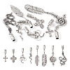 16Pcs 8 Styles Tibetan Style Alloy Cord Ends with Pendants FIND-TA0004-20-1